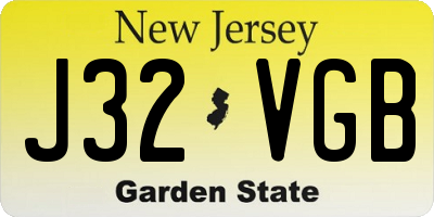 NJ license plate J32VGB