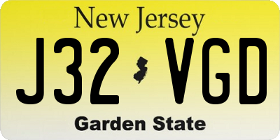NJ license plate J32VGD