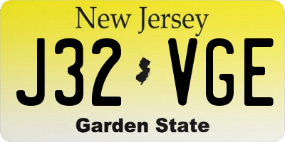 NJ license plate J32VGE