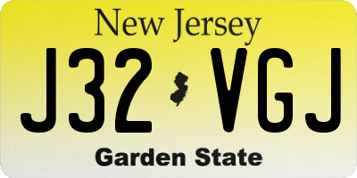NJ license plate J32VGJ