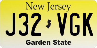 NJ license plate J32VGK