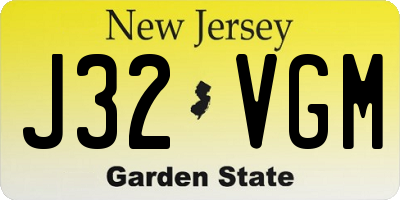 NJ license plate J32VGM