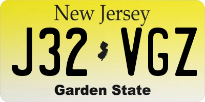 NJ license plate J32VGZ