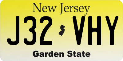 NJ license plate J32VHY
