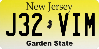 NJ license plate J32VIM