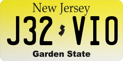 NJ license plate J32VIO