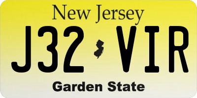 NJ license plate J32VIR
