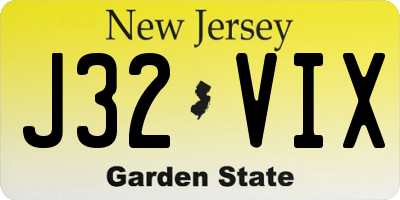 NJ license plate J32VIX