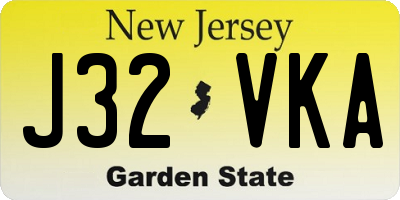 NJ license plate J32VKA