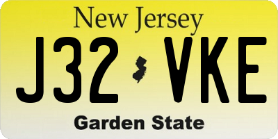 NJ license plate J32VKE