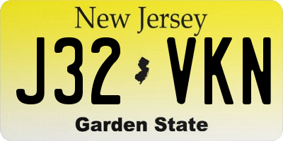 NJ license plate J32VKN