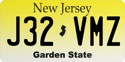 NJ license plate J32VMZ