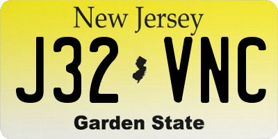 NJ license plate J32VNC