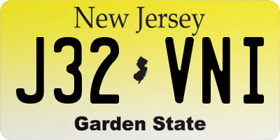 NJ license plate J32VNI