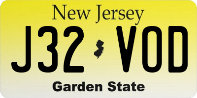 NJ license plate J32VOD
