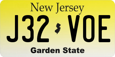 NJ license plate J32VOE