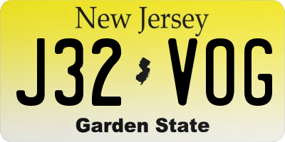 NJ license plate J32VOG