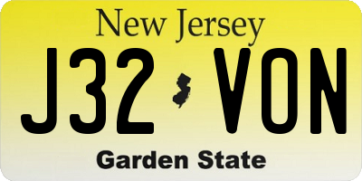 NJ license plate J32VON