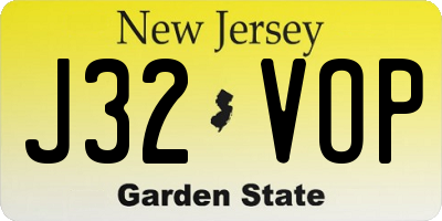 NJ license plate J32VOP