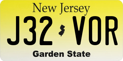 NJ license plate J32VOR