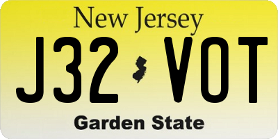NJ license plate J32VOT