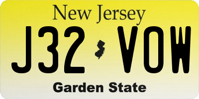 NJ license plate J32VOW
