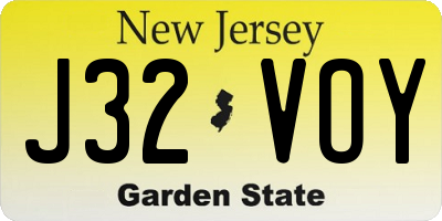 NJ license plate J32VOY
