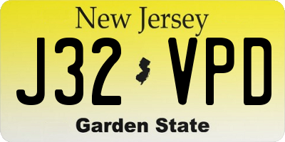 NJ license plate J32VPD