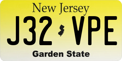 NJ license plate J32VPE