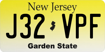 NJ license plate J32VPF