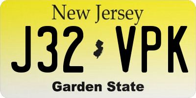NJ license plate J32VPK