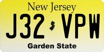 NJ license plate J32VPW