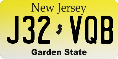 NJ license plate J32VQB