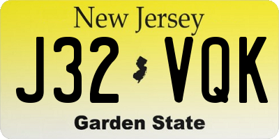 NJ license plate J32VQK