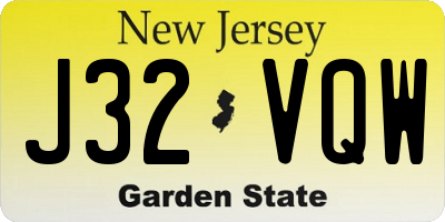 NJ license plate J32VQW