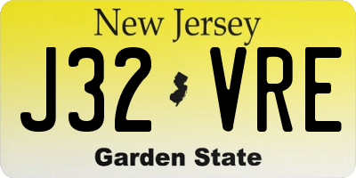 NJ license plate J32VRE