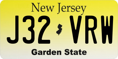 NJ license plate J32VRW