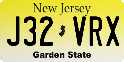 NJ license plate J32VRX