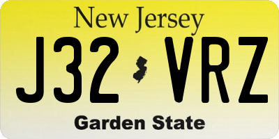 NJ license plate J32VRZ