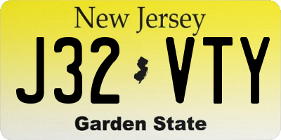 NJ license plate J32VTY