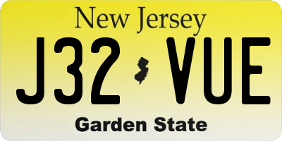 NJ license plate J32VUE