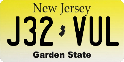 NJ license plate J32VUL