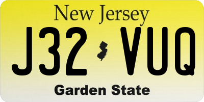 NJ license plate J32VUQ