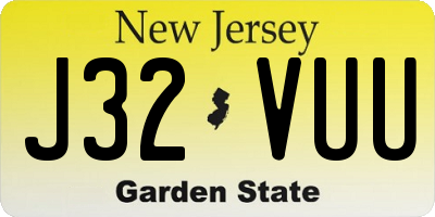 NJ license plate J32VUU
