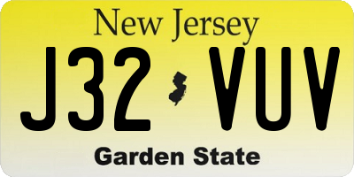NJ license plate J32VUV
