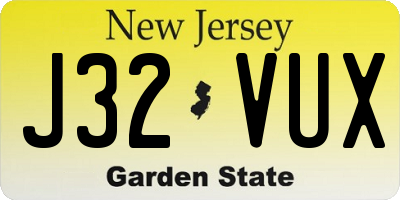 NJ license plate J32VUX