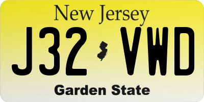 NJ license plate J32VWD