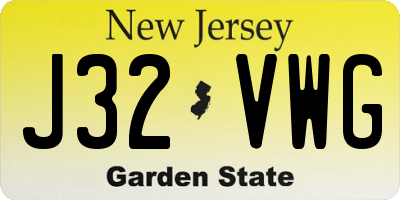 NJ license plate J32VWG