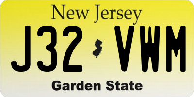 NJ license plate J32VWM