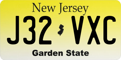NJ license plate J32VXC